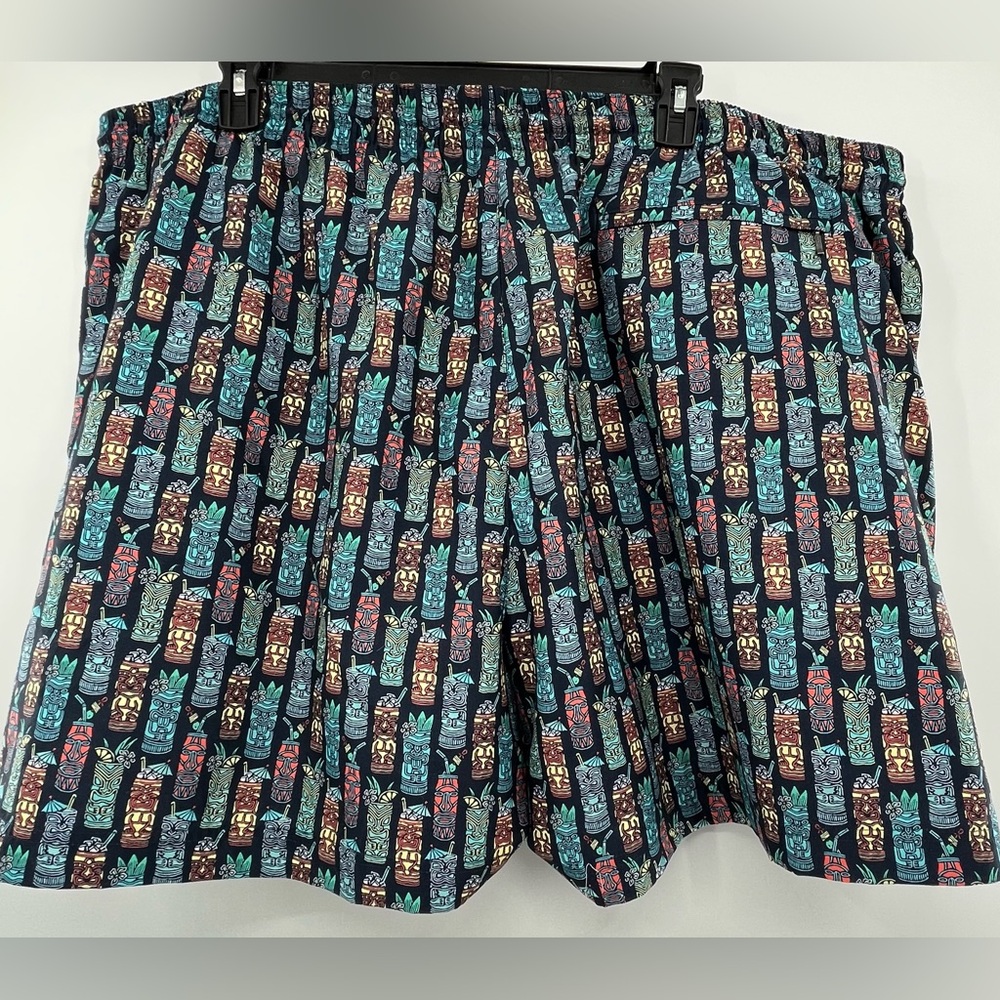 NEW Roundtree & York Caribbean Swim Trunks Mens Big Tall 4XB Tiki Navy Turquoise - Picture 6 of 12